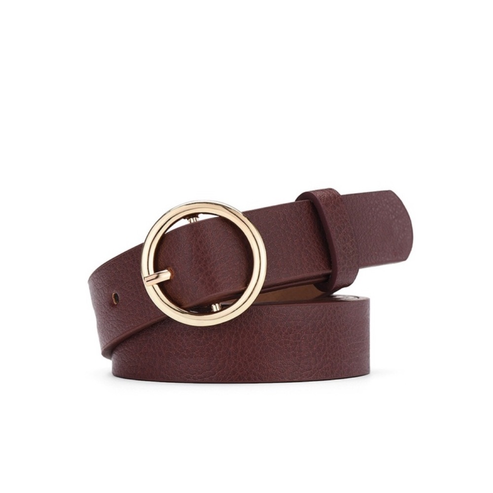 Brown Leather Circle Buckle Belt